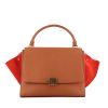 Celine Trapeze medium model bag in brown leather and orange suede - 360 thumbnail