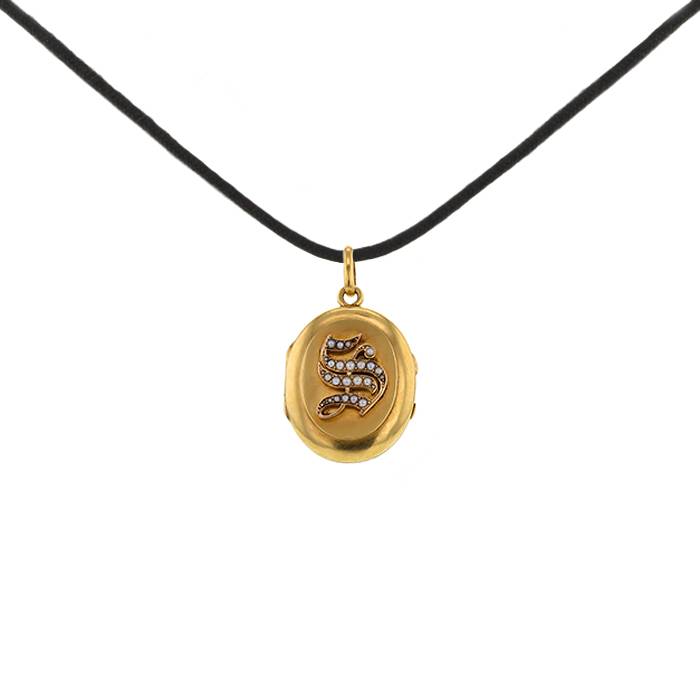 Ciondolo apribile Vintage in oro giallo e perle