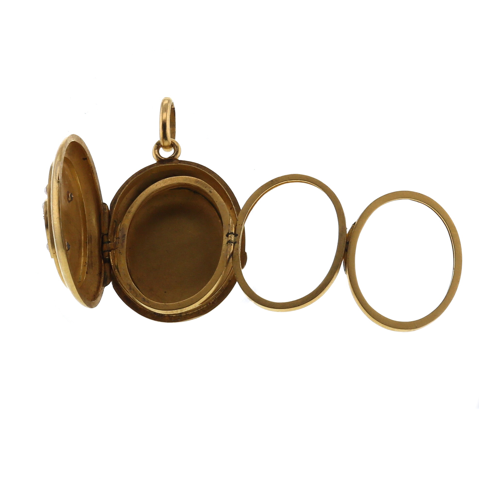 Pendentif époque fin XIXème siècle ouvrant Vintage en or jaune et perles - Detail D2