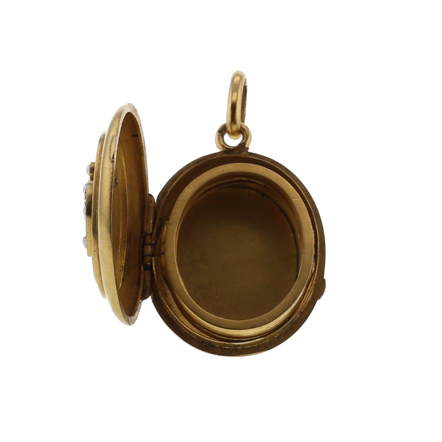 Pendentif époque fin XIXème siècle ouvrant Vintage en or jaune et perles - Detail D3