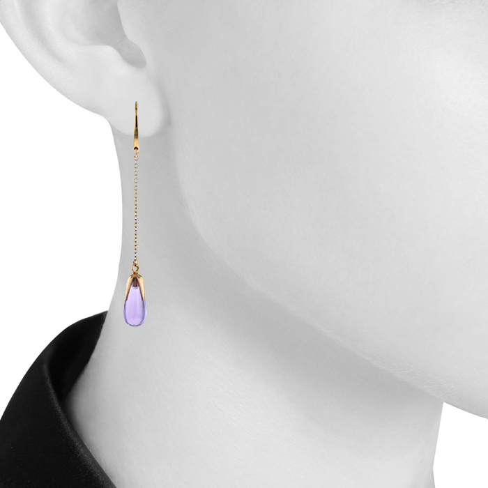 Paire de pendants d'oreilles Pomellato Veleno en or jaune,  améthyste et quartz vert