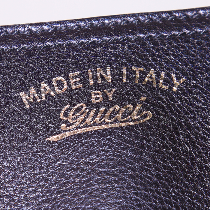 Gucci Bamboo shopping bag in black leather - Detail D4