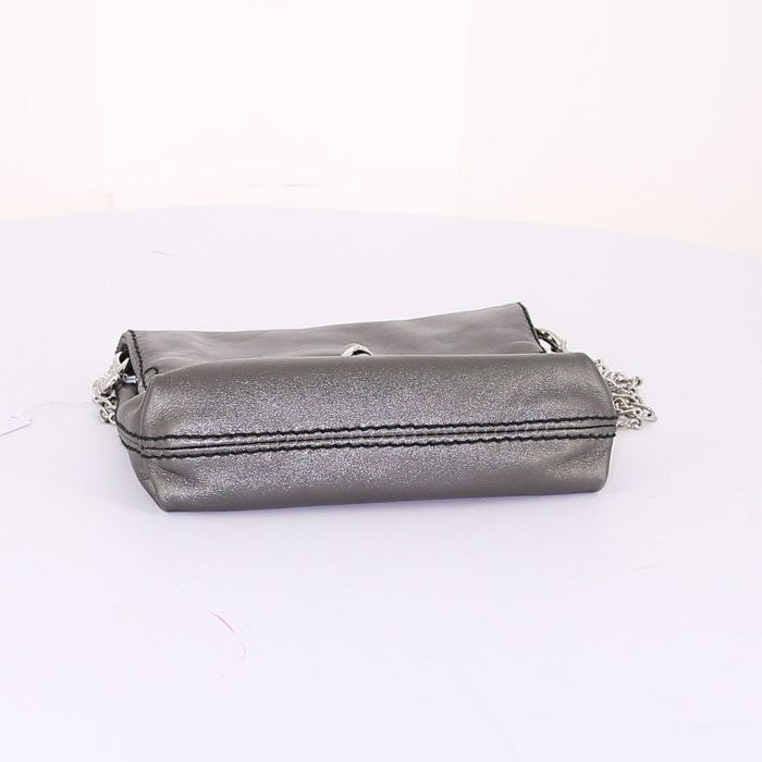 Borsa a tracolla Lanvin Happy mini in pelle argentata - Detail D5