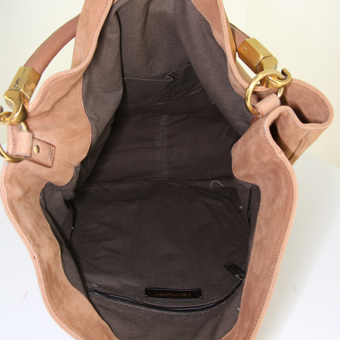 Sac cabas Saint Laurent Roady en cuir marron - Detail D2