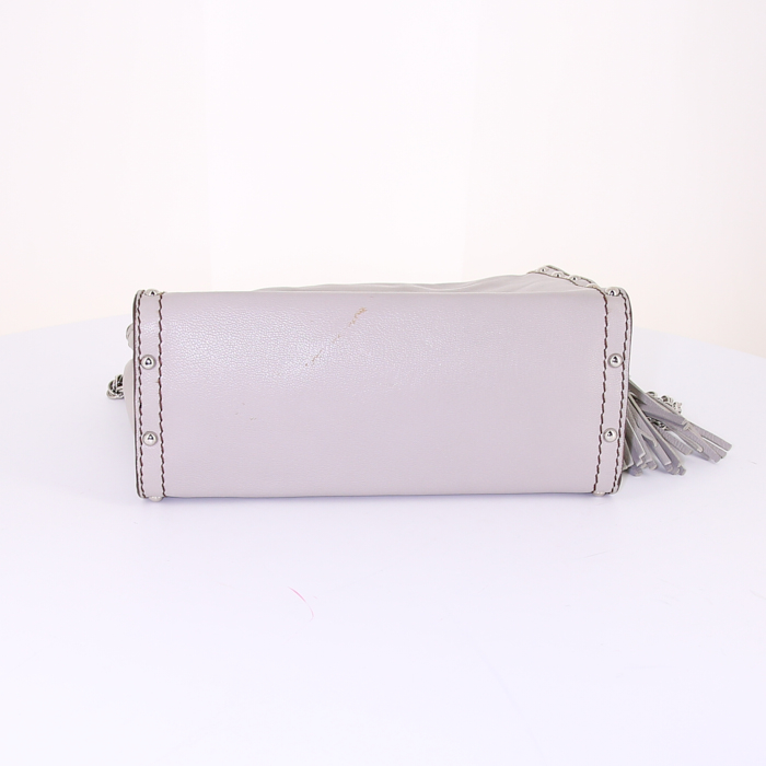 Lanvin handbag in grey leather - Detail D4
