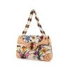 Gucci Bamboo handbag in beige leather and flowered canvas - 00pp thumbnail