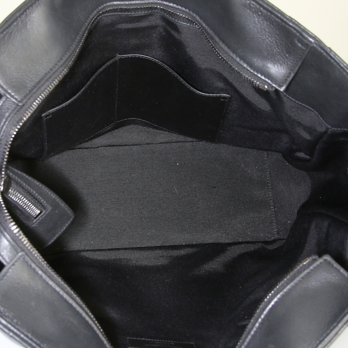 Bolso Cabás Saint Laurent College en cuero acolchado con motivos de espigas negro - Detail D2