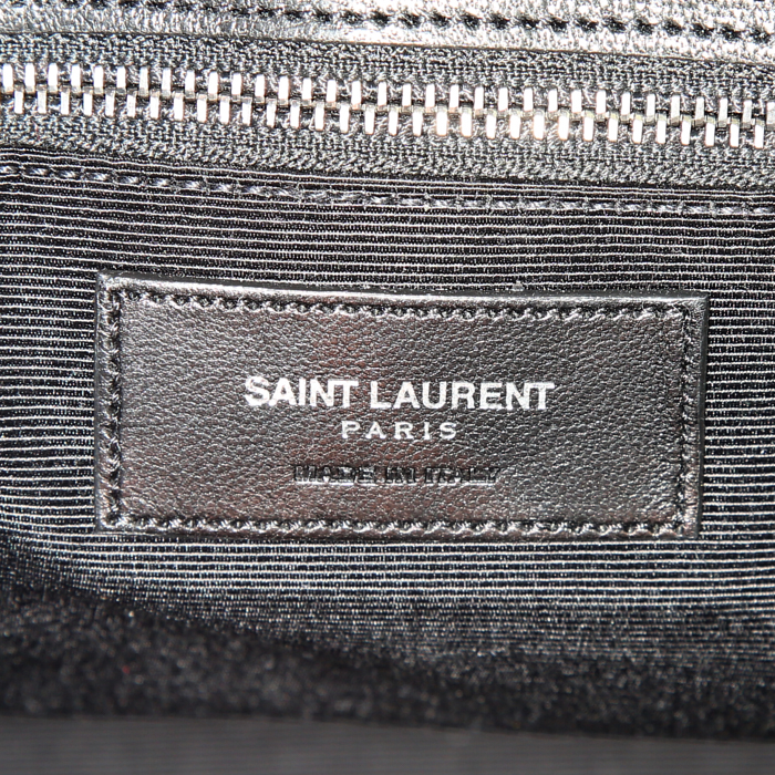 Sac cabas Saint Laurent College en cuir matelassé chevrons noir - Detail D3