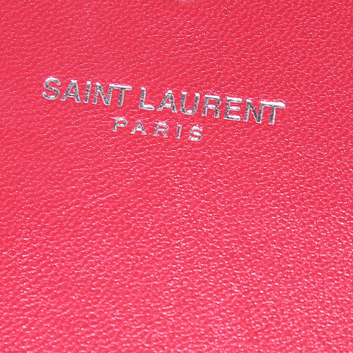 Sac bandoulière Saint Laurent Wallet on Chain en cuir rouge - Detail D3