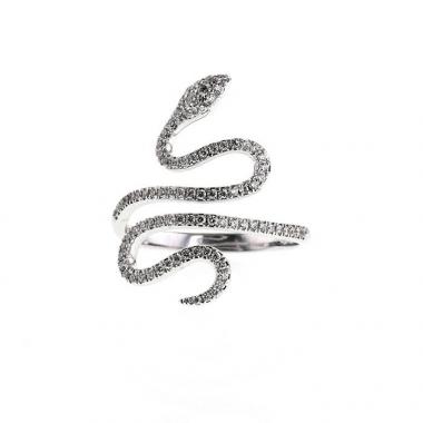 Anello Messika Snake S modello piccolo in oro bianco e diamanti