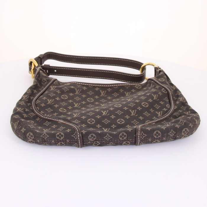 Louis Vuitton Manon small model bag worn on the shoulder or carried in the hand in brown and beige monogram canvas Idylle - Detail D5