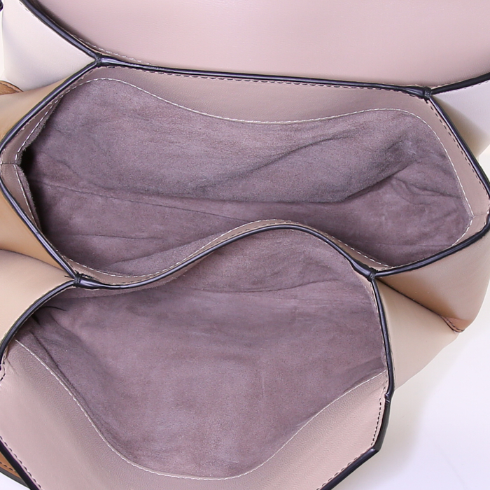 Borsa Bottega Veneta Le Piazza modello piccolo in pelle bianca beige e marrone - Detail D3
