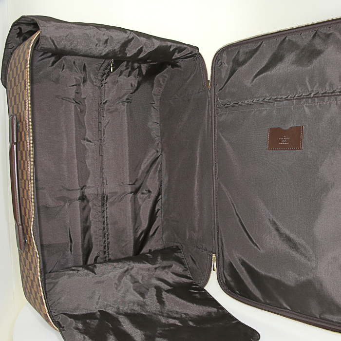 Maleta flexible Louis Vuitton Pegase en lona a cuadros revestida ébano y cuero marrón - Detail D2