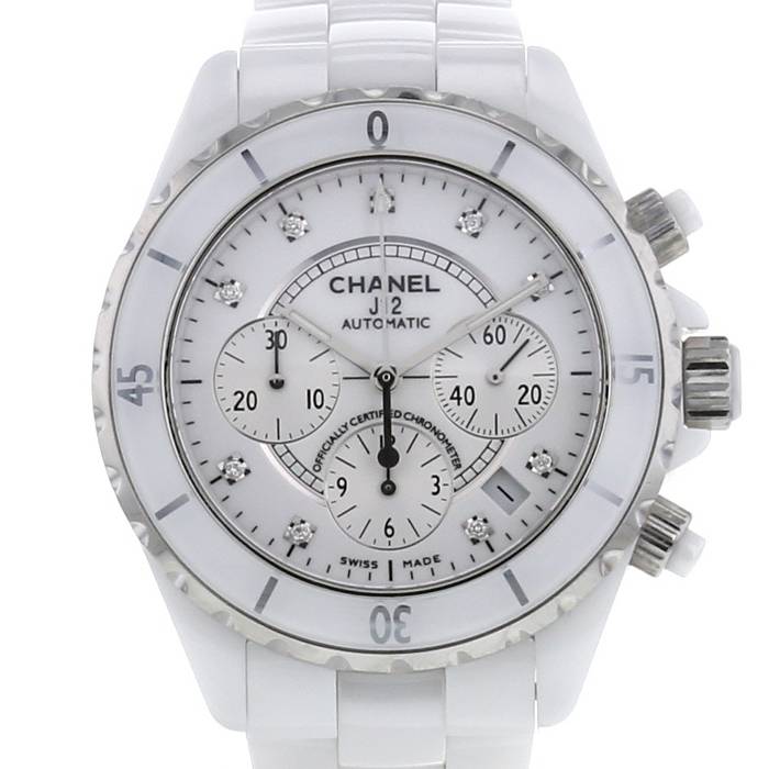 Montre Chanel J12 Chronographe en céramique blanche et acier Vers  2000 - 00pp