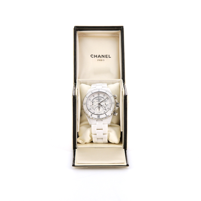 Montre Chanel J12 Chronographe en céramique blanche et acier Vers 2000 - Detail D2