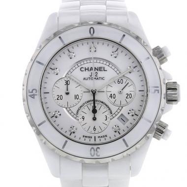 Orologio Chanel J12 Chronographe in ceramica bianca e acciaio Circa  2000