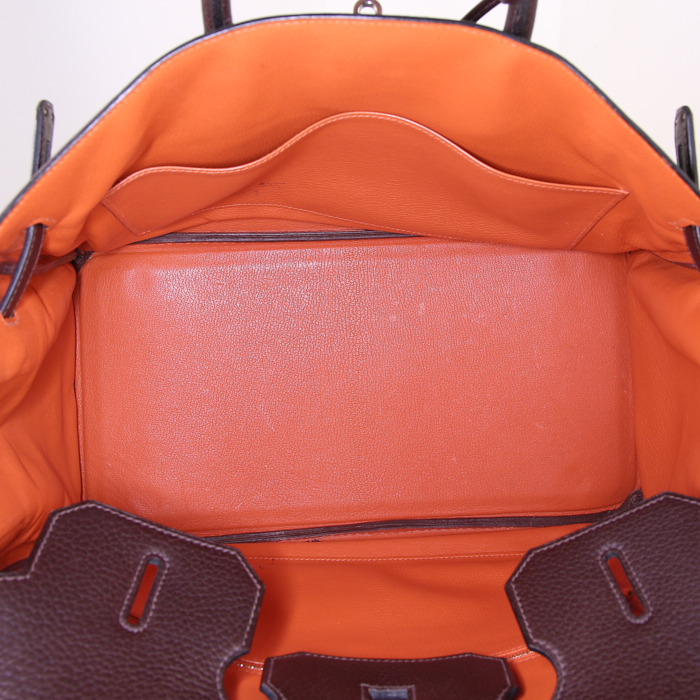 Sac à main Hermes Birkin 35 cm en cuir togo marron - Detail D2