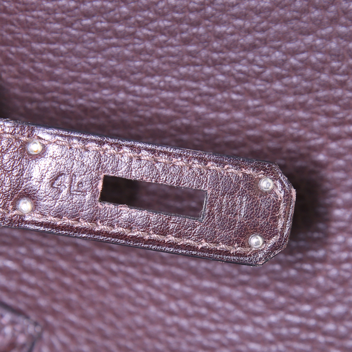 Sac à main Hermes Birkin 35 cm en cuir togo marron - Detail D4