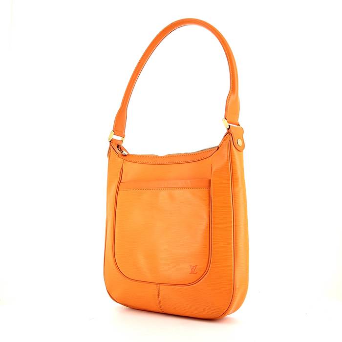 Louis Vuitton Orange Epi Leather Neverfull Pochette Wristlet ref