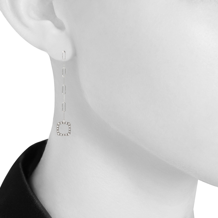 Pendientes colgantes Dinh Van Impressions en oro blanco y diamantes