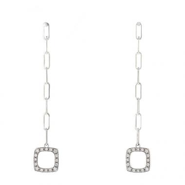 Pendientes colgantes Dinh Van Impressions en oro blanco y diamantes