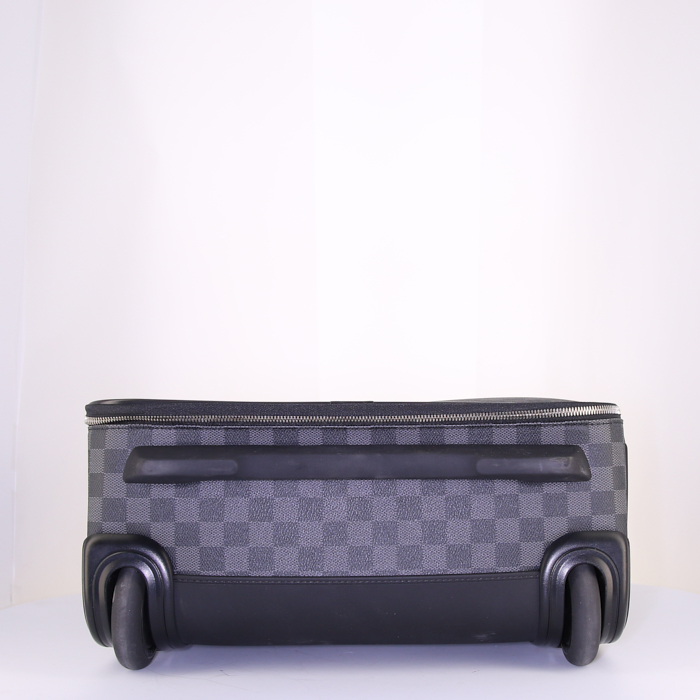 Valigia flessibile Louis Vuitton Pegase in tela monogram grigia e pelle nera - Detail D4