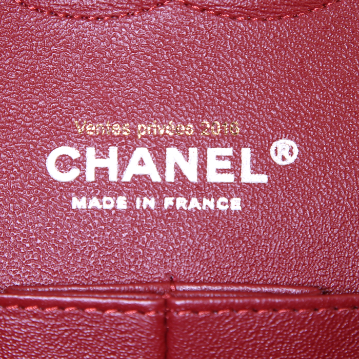 Sac à main Chanel Timeless en tweed rouge noir et gris - Detail D6