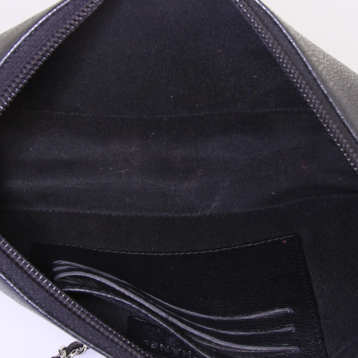 Chanel Camelia - Wallet pouch in black leather - Detail D2