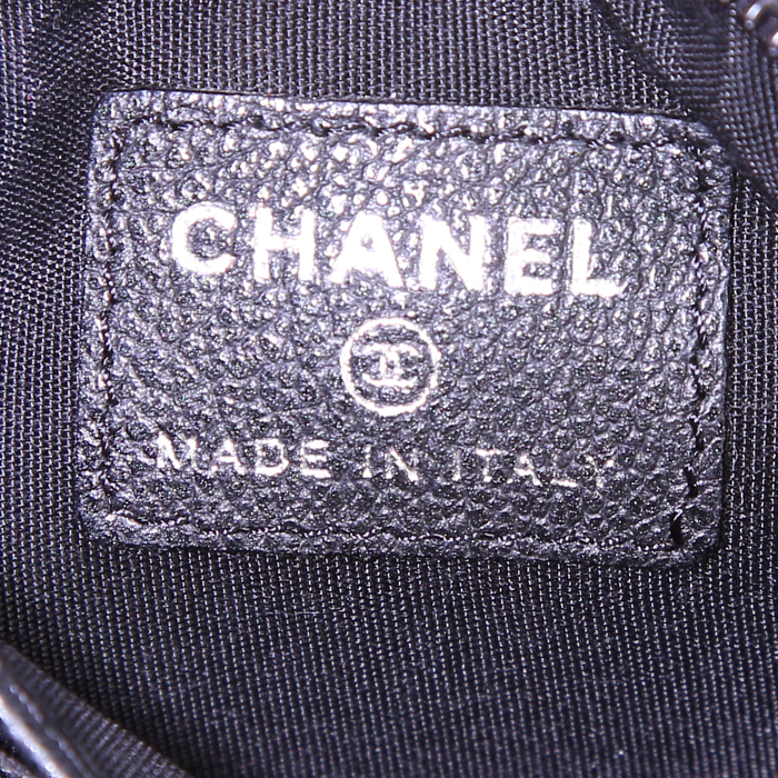 Chanel Camelia - Wallet pouch in black leather - Detail D3