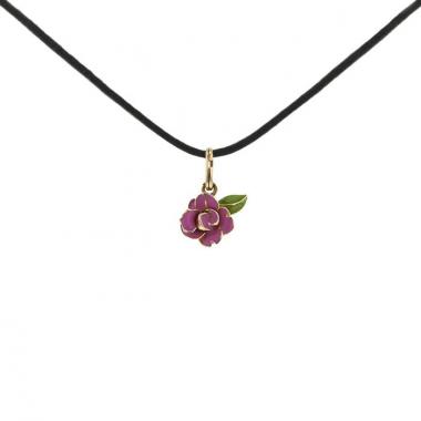 Ciondolo Dior Jardin de Milly-la-Forêt in oro giallo,  smalto rosa e smalto verde