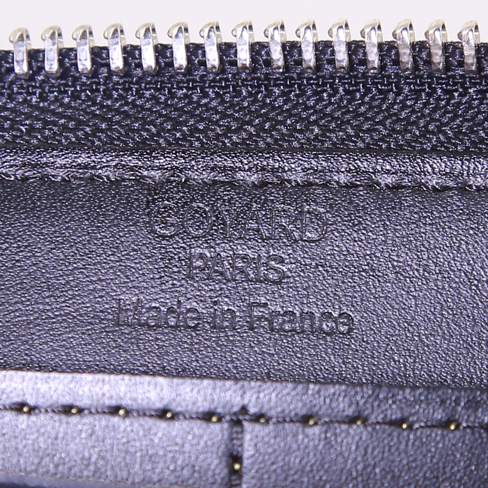 Portafogli Goyard Matignon in tela siglata nera e pelle nera - Detail D3