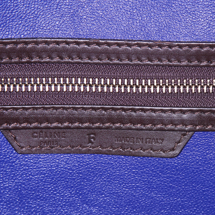 Celine Luggage handbag in brown, burgundy and blue tricolor leather - Detail D3