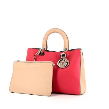Bolso de mano Dior Diorissimo modelo mediano en cuero bicolor rosa y beige