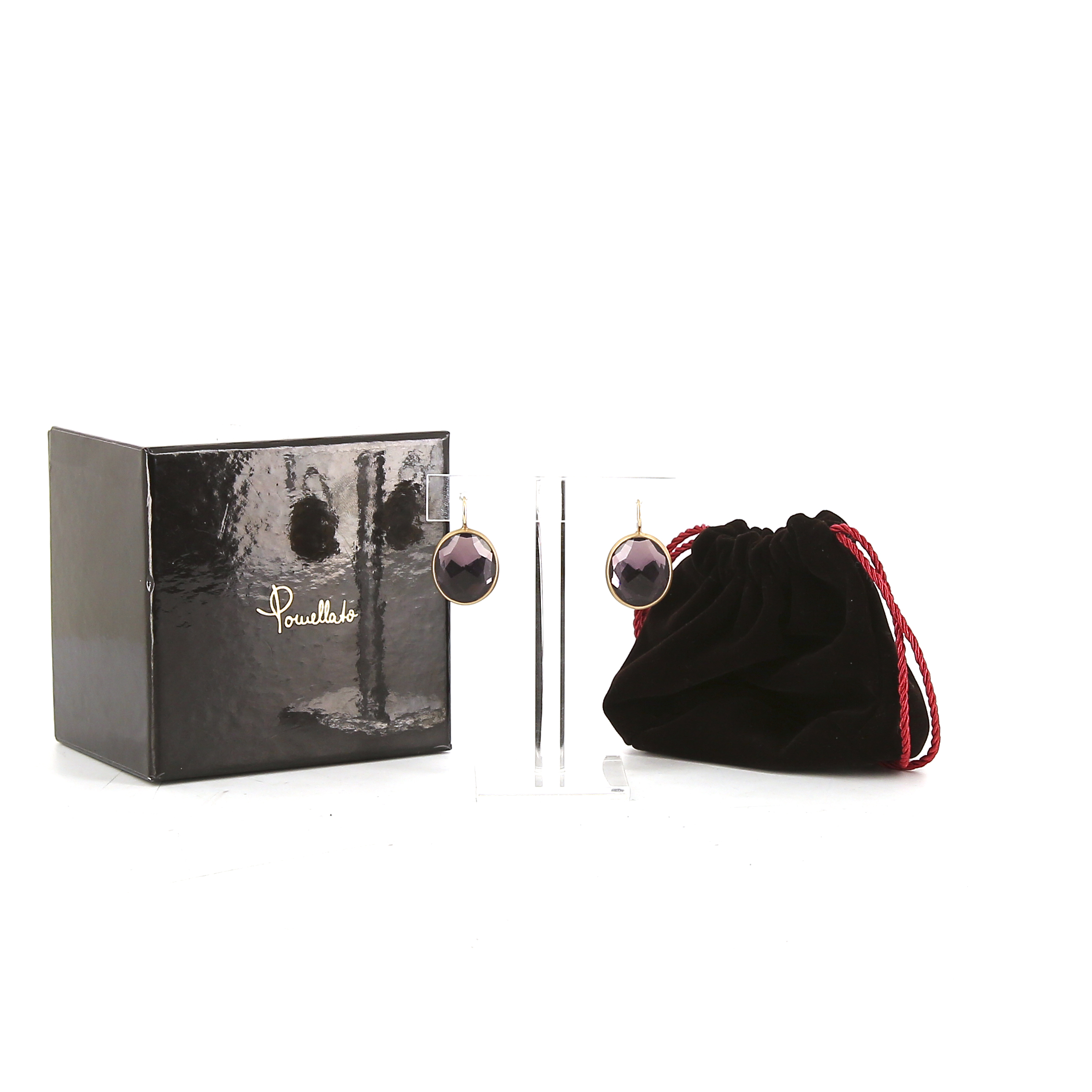 Paire de boucles d'oreilles Pomellato Narciso en or rose et améthyste - Detail D2