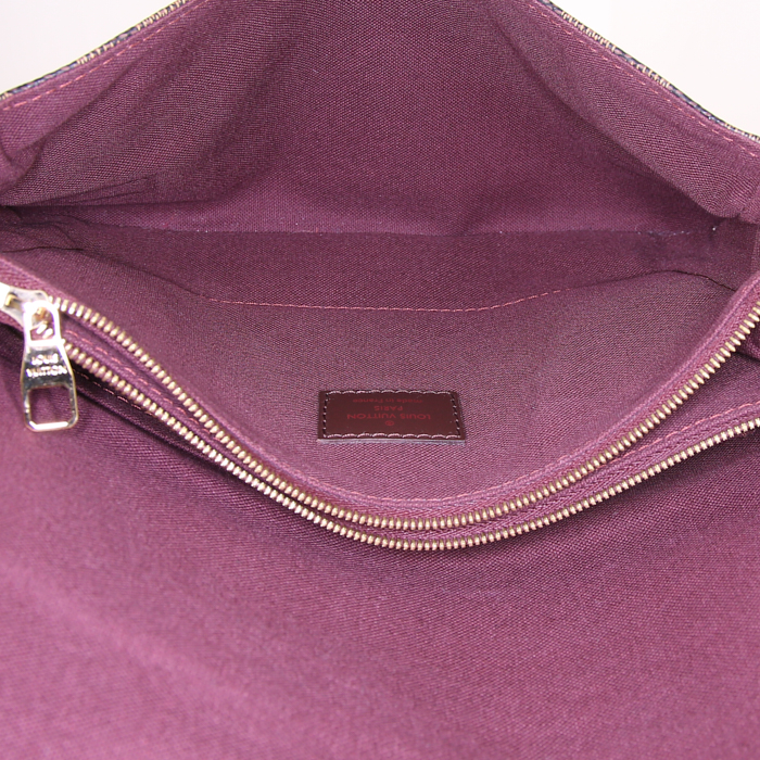 Louis Vuitton Hoxton shoulder bag in brown damier canvas and brown leather - Detail D2