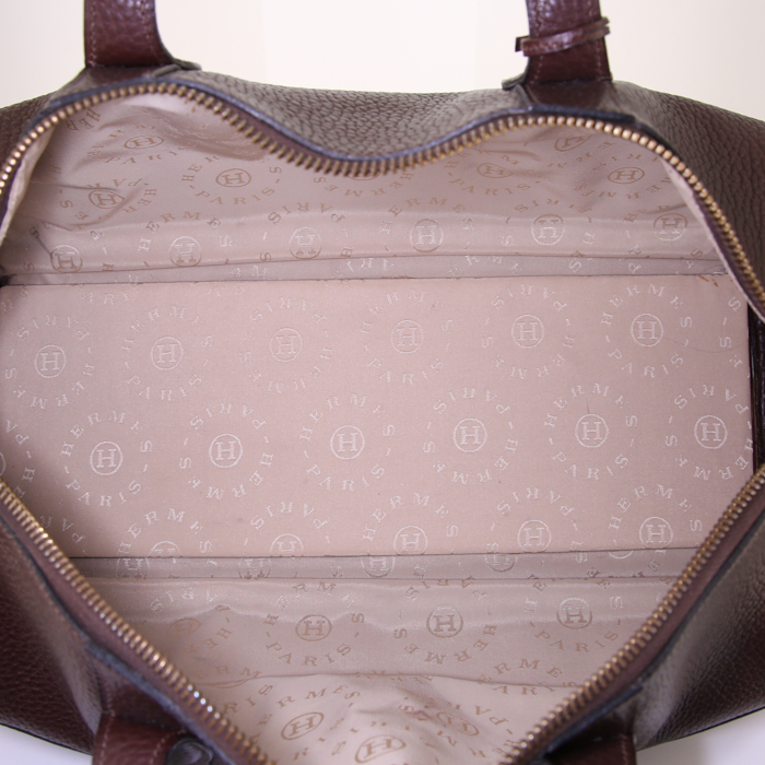 Hermès RD weekend bag in brown leather - Detail D2