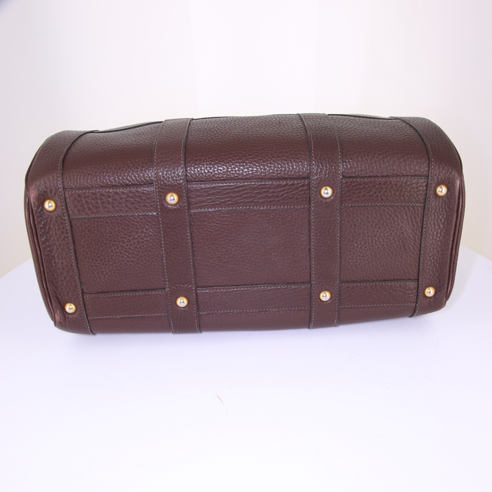 Hermès RD weekend bag in brown leather - Detail D4