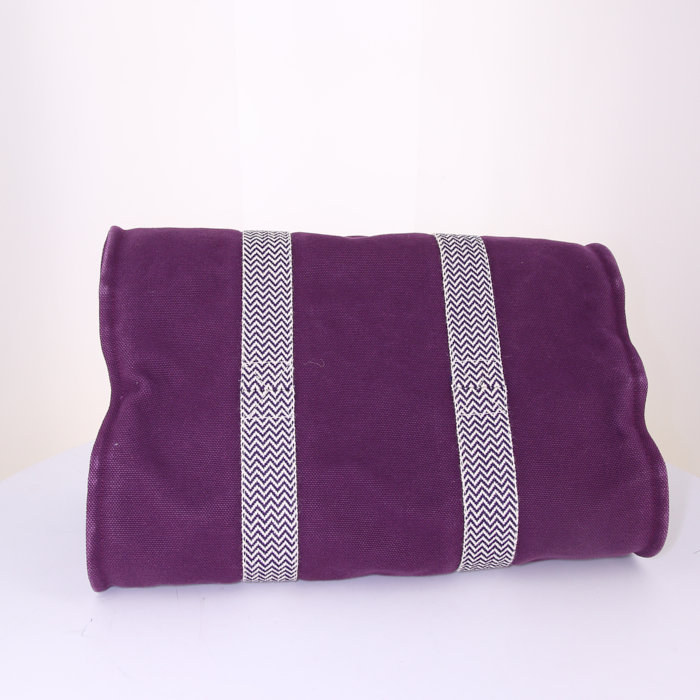 Shopping bag Hermes Cannes in tela viola - Detail D4