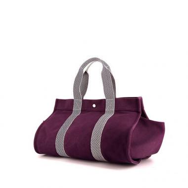Hermes Cannes shopping bag in purple canvas