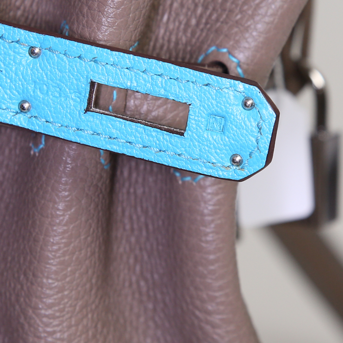 Sac à main Hermes Kelly 35 cm en cuir togo étoupe - Detail D5