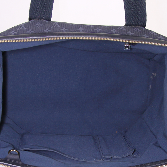 Bolso de mano Louis Vuitton Joséphine en lona Monogram Idylle azul y cuero azul - Detail D2