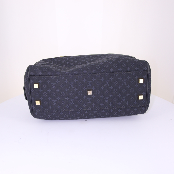 Bolso de mano Louis Vuitton Joséphine en lona Monogram Idylle azul y cuero azul - Detail D4