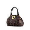 Alexander McQueen bag worn on the shoulder or carried in the hand in brown and black shading patent leather and black patent leather - 00pp thumbnail