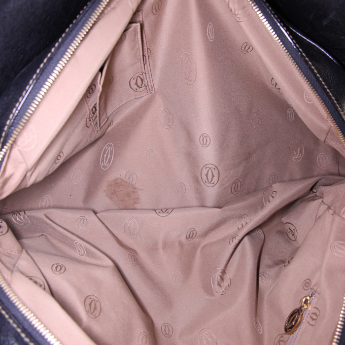 Bolso para llevar al hombro o en la mano Cartier Marcello modelo grande en cuero negro - Detail D2