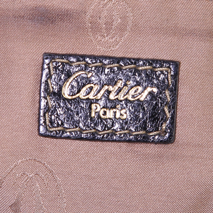 Bolso para llevar al hombro o en la mano Cartier Marcello modelo grande en cuero negro - Detail D3