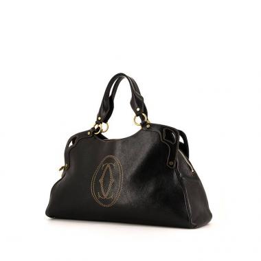 Borsa da spalla o a mano Cartier Marcello modello grande in pelle nera con borchie