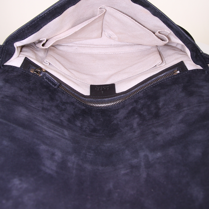 Sac bandoulière Gucci Mors en cuir vernis noir - Detail D2