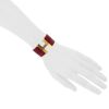 Bracelet ouvrant Hermes Clic Clac grand modèle en plaqué or et émail rouge - Detail D1 thumbnail
