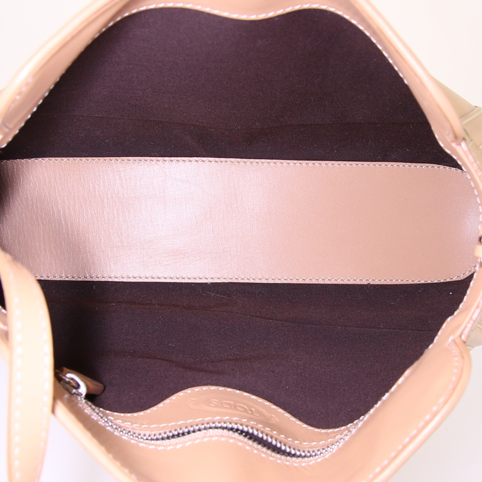 Borsa da spalla o a mano Tod's in pelle beige - Detail D2