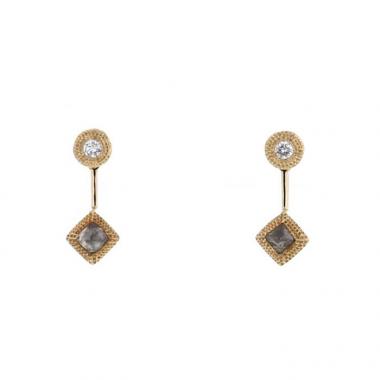Pendientes colgantes De Beers Talisman en oro amarillo,  diamantes y diamante en bruto